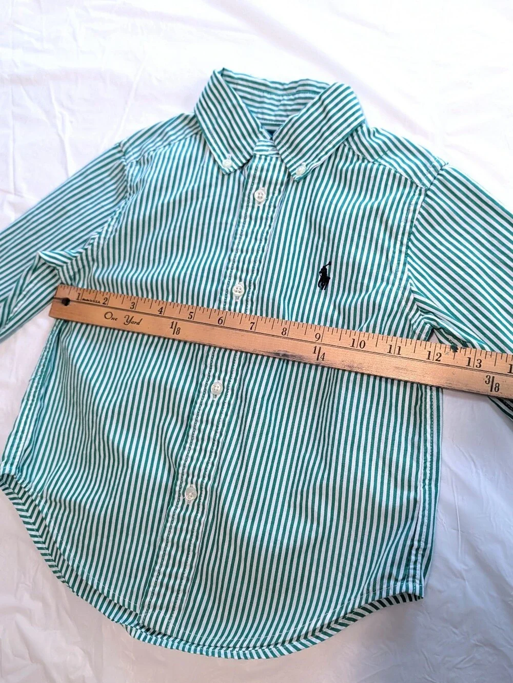 Ralph Lauren Toddler Green Striped Button Down Shirt 2 / 2T Preppy Classic